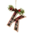 thumbnail image 1 of CuiLiyq 26 Initial Letter Christmas Ornaments, Plaid Pattern Christmas Ornament, Personalized Initial Christmas Tree Ornaments, Xmas Gifts Pendant (Wood, K), 1 of 7