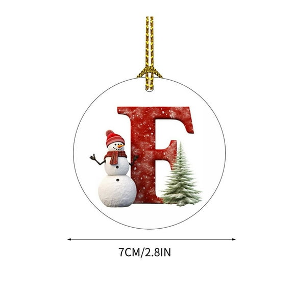 CuiLiyq 26 Initial Letters Christmas Tree Pendant, Xmas Round Ornaments with Rope Personalized Monogram Decorations, for Christmas Party Gifts DIY Decor (Acrylic, Letter-F)