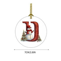 CuiLiyq 26 Initial Letters Christmas Tree Pendant, Xmas Round Ornaments with Rope Personalized Monogram Decorations, for Christmas Party Gifts DIY Decor (Acrylic, Letter-U)