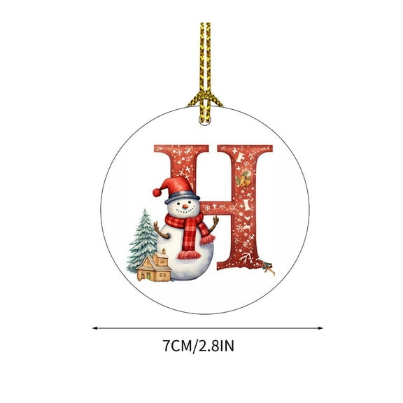 CuiLiyq 26 Initial Letters Christmas Tree Pendant, Xmas Round Ornaments with Rope Personalized Monogram Decorations, for Christmas Party Gifts DIY Decor (Acrylic, Letter-H)