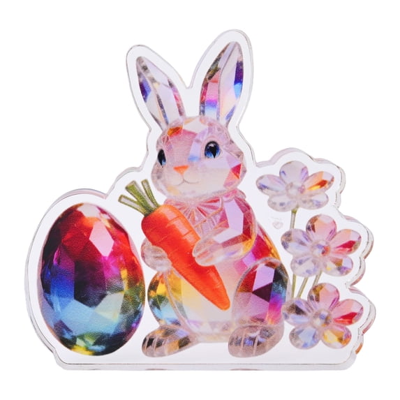 CuiLiyq 2D Flat Acrylic Easter Bunny Figurine with Colorful Egg Desk Decoration, 3.94 Inch Spring Gift Basket Stuffer Home Office Decor Shelf Mantel Party Decor (C)