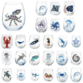 thumbnail image 1 of CuiLiyq 2D Printed Sea Creatures Stemless Wine Glass, Coastal Beach Themed Drinking Tumbler, Nautical Decor Glassware for Water, Wine, Cocktails, Unique Housewarming Gift for Sea Lovers, 1 of 7