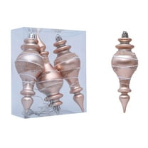 CuiLiyq 3 PCS Christmas Finial Ornament Shatterproof Plastic Finial Drop Christmas Hanging Decoration Glittering Gourd Shape Pendants for Holiday Xmas Tree Party Decor