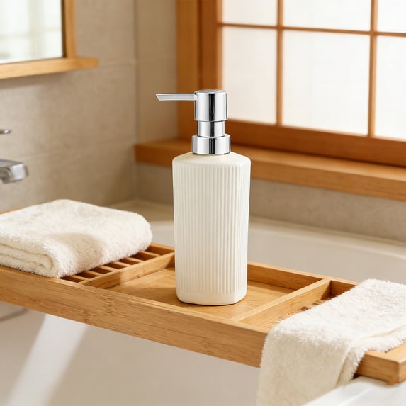 CuiLiyq 350ml Glass Soap Dispenser, Refillable Pump Bottle for Hand Soap, Lotion and Shampoo, for Kitchen and Bathroom