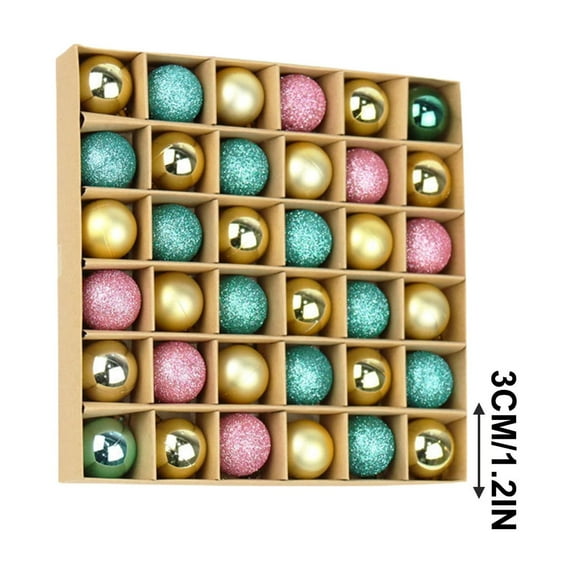 CuiLiyq 36 Count Small Christmas Ornaments Balls, Mini Ornaments for Mini Christmas Tree, Valentine Tree Decorative Hanging Bulbs Ball for Xmas Outdoor Party Decorations