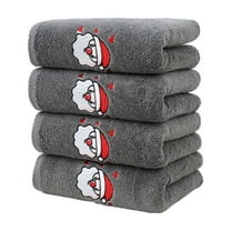 CuiLiyq 4 PCS Christmas Themed Embroidered Towels, Comfortable Household Cottons Towels, Xmas Party Home Decor (Black)