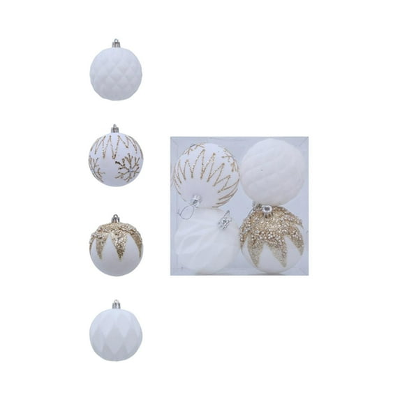 CuiLiyq 4 PCS Velvet Christmas Balls, 3.15" Shatterproof Xmas Bulbs Decorations Set, for Xmas Decorative Hanging Ornaments Christmas Tree Decoration (White)