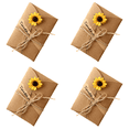 thumbnail image 1 of CuiLiyq 4 Pack Dried Flowers Greeting Card with Envelopes, Brown Retro Kraft Holiday Gift Card, DIY Invitation Wish Card Note Card Thank You Card for Birthday Christmas, 4.05" x 2.75" (Sunflower), 1 of 7