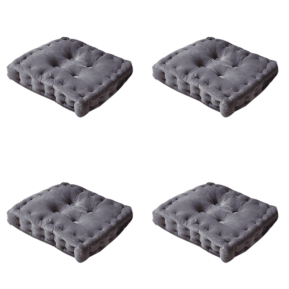 CuiLiyq 4 Pcs Velvet Solid Chair Pad, Large Winter Cushions Sitting for Adults, Soft Plush Washable Square Seat Cushion for Living Room Bedroom Kitchen Dining Room (Gray, 15.7" x 15.7")