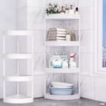 thumbnail image 1 of CuiLiyq 4 Tier Corner Shelving Unit, Waterproof and Rust Proof Plastic Standing Clothes Rack Shoes Shelf Organizer for Kitchen and Living Room, 32.2" x 10.2", White, 1 of 8