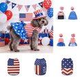 thumbnail image 1 of CuiLiyq 4th of July Pet Clothing Set, Independence Day Dog Outfit with Hat and Dress, Red White Blue Star Print Apparel for Small Dogs Cats, Holiday Party Festival Pet Supplies, 1 of 6