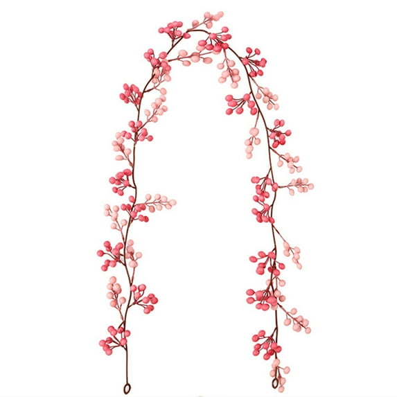 CuiLiyq 5.9 Ft Simulated Christmas Berry Vine, Pink Berry Vine for Christmas Tree Decoration, for Home Holiday Wedding Party Fireplace Staircase Dining Table Decoration