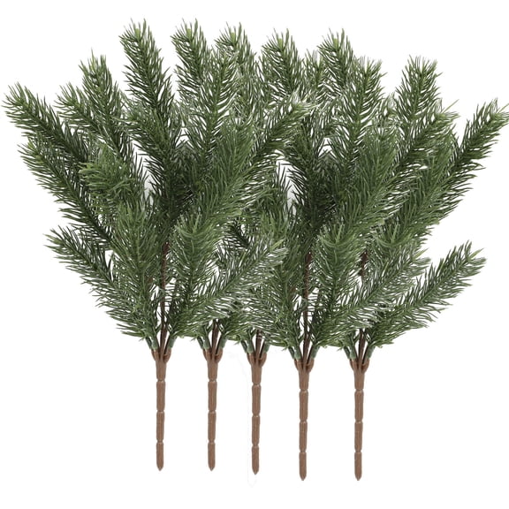 CuiLiyq 5 PCS Artificial Pine Branches, Christmas Greenery Plants Pine Needles DIY Cedar Picks and Sprays Accessories, for Christmas Garland Wreath Craft and Home Decor