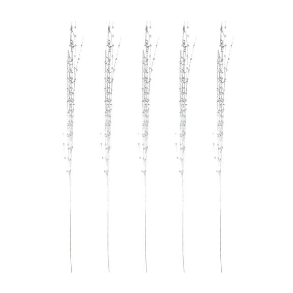 CuiLiyq 5 PCS Christmas Artificial Glitter Berry Stalk Decorations, 39.4 Inch Faux Stick Floral Pick Centerpiece Bouquet Flower, for Tree Wreath Xmas Ornaments Home (Silver)