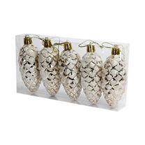 CuiLiyq 5 PCS Glitter Christmas Tree Pinecone Ornaments, Hanging Pine Cone Ornaments for Christmas Tree Decor, for Scene Layout Pendant Crafts Gifts (Champagne)