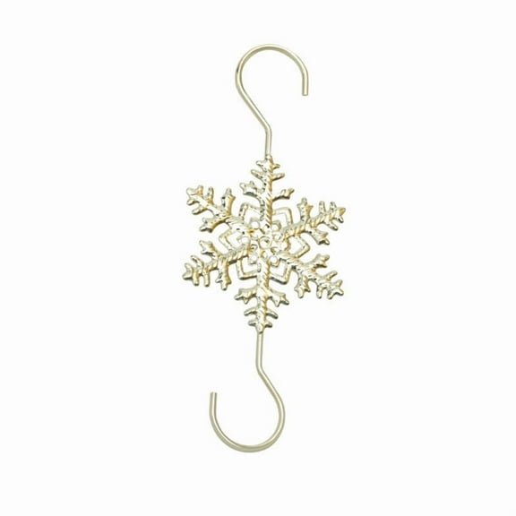 CuiLiyq 5 Pack Snowflake Themed Ornament Hooks, Metal Wire Hooks with Decorative Snowflake Design for Hanging Christmas Tree Decorations, for Xmas Winter Farmhouse Party Decor (Gold)