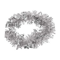 CuiLiyq 6.56 Ft Christmas Tinsel Garland for Xmas Tree, Shiny Metallic Twist Garland with Snowflakes, Glitter Streamers Hanging Decoration for Mantle Staircase Railing Holiday Party (Silver)