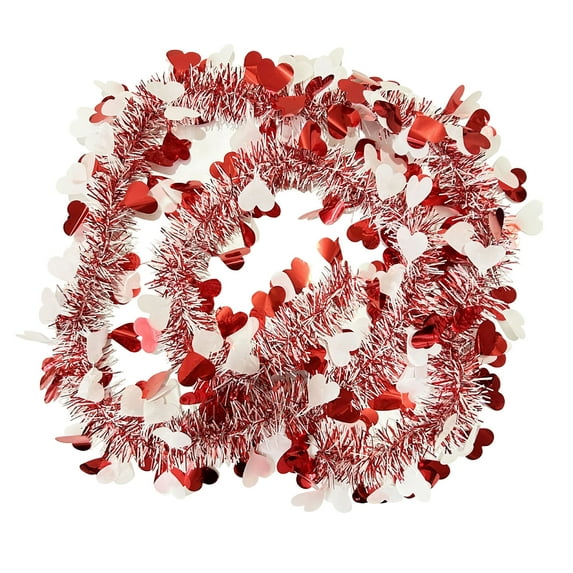 CuiLiyq 6.56 Ft Valentines Heart Tinsel Garland Decorations, Hot Pink Metallic Garland Valentines Day Decorations, for Indoor Outdoor Holiday Wall Tree Wedding Party Home Ornaments (Hot Pink)