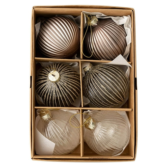 CuiLiyq 6 PCS Christmas Ball Ornaments, Plastic Striped Christmas Hanging Balls Set for Xmas Tree DIY Craft Gifts, for Home Holiday Wedding Party Decoration