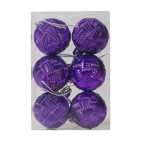 CuiLiyq 6 PCS Christmas Ball Ornaments, Shatterproof Weave Striped Christmas Balls Set for Xmas Tree DIY Craft Gifts, for Home Holiday Wedding Party Decorations (Purple)