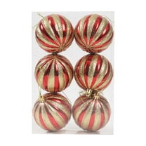 CuiLiyq 6 PCS Christmas Tree Decoration Ball Set, 2.36 Inch Shatterproof Striped Christmas Ball, Xmas Decorative Hanging Ornaments for Indoor Outdoor Home Holiday Wedding Party Decoration (B)