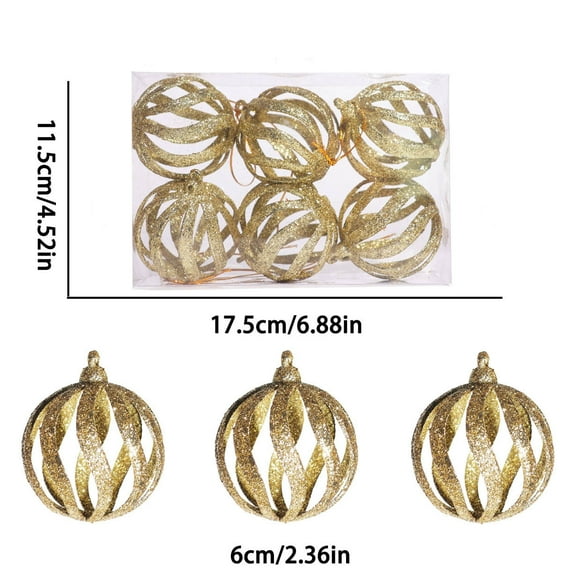 CuiLiyq 6 PCS Hollow Christmas Ball Ornaments, Shatterproof Plastic Large Christmas Tree Decoration, for Xmas Party Wedding Holiday and Home Decor (Gold)