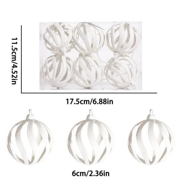 CuiLiyq 6 PCS Hollow Christmas Ball Ornaments, Shatterproof Plastic Large Christmas Tree Decoration, for Xmas Party Wedding Holiday and Home Decor (White)