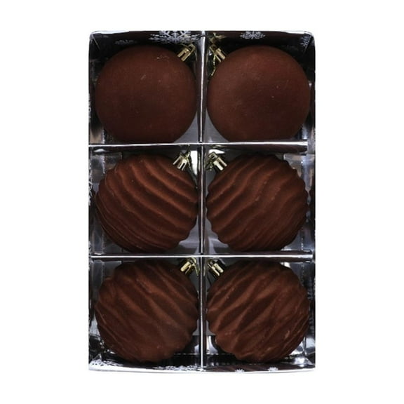 CuiLiyq 6 PCS Velvet Christmas Balls, 3.15" Shatterproof Xmas Bulbs Decorations Set, for Xmas Decorative Hanging Ornaments Christmas Tree Decoration (Brown)