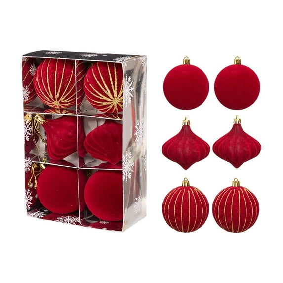 CuiLiyq 6 PCS Velvet Christmas Balls, 3.15" Shatterproof Xmas Bulbs Decorations Set, for Xmas Decorative Hanging Ornaments Christmas Tree Decoration (Red)