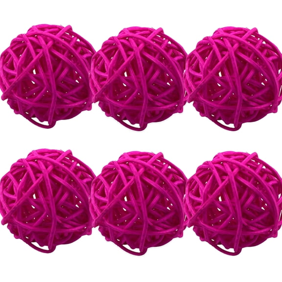 CuiLiyq 6 PCS Wicker Rattan Balls, 2 Inch Rattan Decorative Balls Vase Fillers for Wedding Party Centerpiece Bowls Home Decoration, Hot Pink