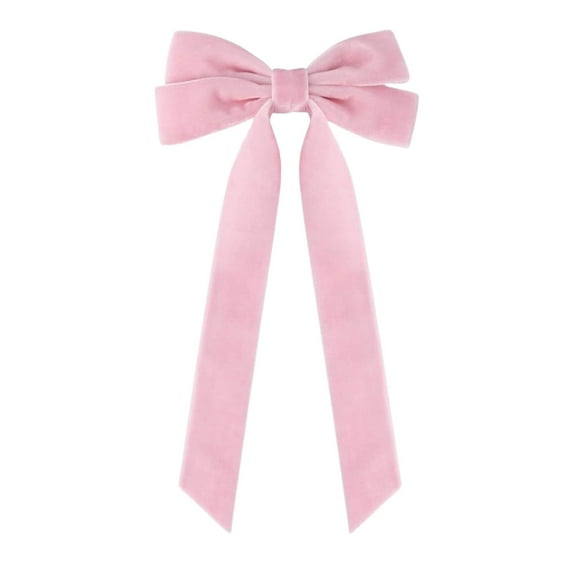 CuiLiyq 6 Pcs Pink Velvet Christmas Ornaments, 8.6" x 4.5" Rustic Flocking Bows for Christmas Tree, Vintage Xmas Bows for Wreaths, Festive Ribbon Bows for Garland (Pink)