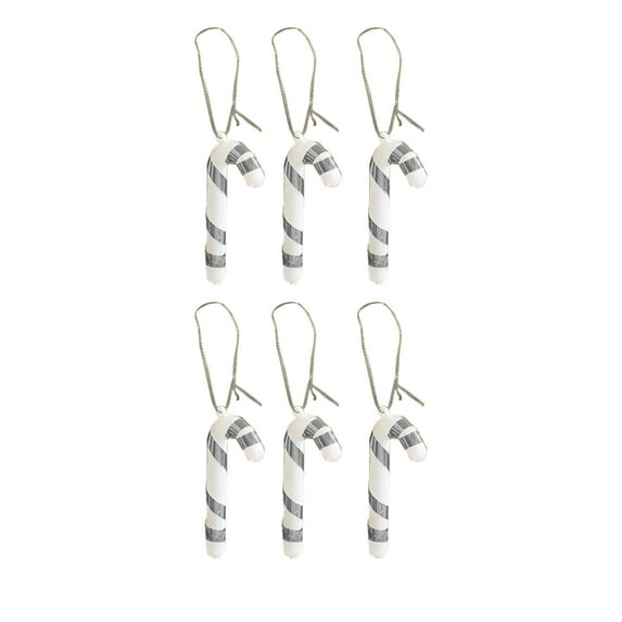 CuiLiyq 6 Pcs Plastic Christmas Glitter Candy Cane Ornaments, Candy Canes Decorations Christmas Tree Hanging Decorations for Xmas Crafts Indoor Outdoor Decor (Silver)