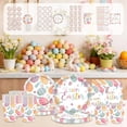 thumbnail image 1 of CuiLiyq 68 Pieces Easter Tableware Set Party Supplies, Happy Easter Colorful Eggs Pattern Disposable Paper Plates, Paper Cups, Napkins Dinnerware for Spring Party Supplies Decorations, 1 of 9