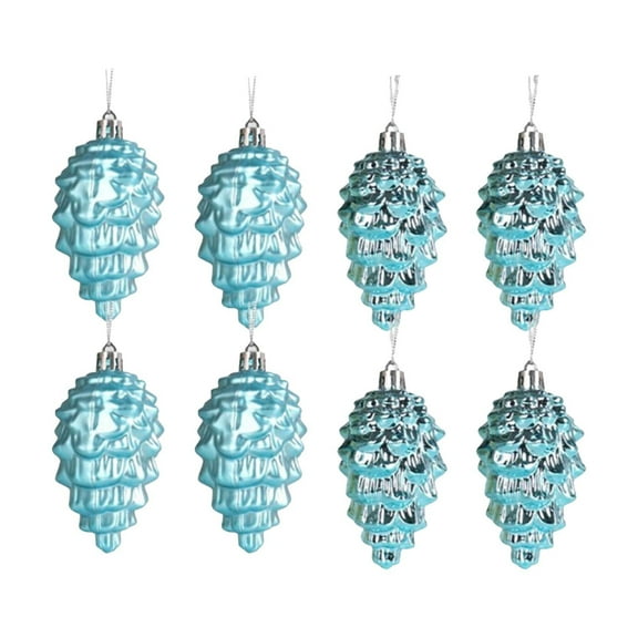 CuiLiyq 8 PCS Christmas Tree Pinecone Ornaments, Hanging Pine Cone Ornaments, for Christmas Tree Decor, Hanging Pine Cone Shape Christmas Decorations (Blue)