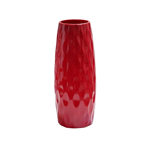 CuiLiyq 9.4" Vase for Flowers, Red Plastic Vase Minimalist Style for Home Decoration, Living Room Dining Table Centerpiece, Cute Flower Vase for Pampas Grass, for Table and Kitchen Shelf Decor