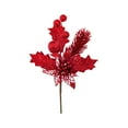 thumbnail image 1 of CuiLiyq 9" Glitters Christmas Picks Sprays, Artificial Poinsettia Flower with Holly Leaves and Berries for Wedding Holiday Christmas Tree Wreath Garland Decorations (Red), 1 of 6