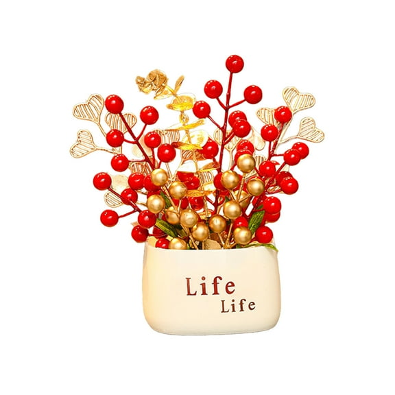 CuiLiyq Artificial Berries Christmas Decoration, Red Berry Branches Head Berries Bouquet, for DIY Xmas Tree Wreath Decorative Ornaments (White)