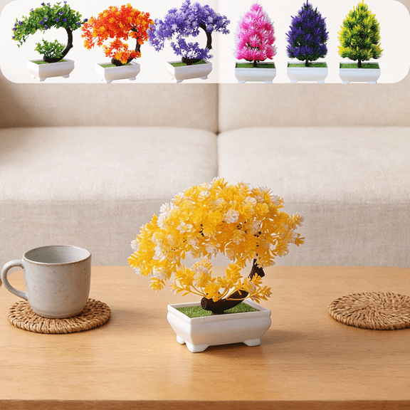 CuiLiyq Artificial Bonsai Tree, Simulation Plastic Plants, Indoor Small Fake Plants Decor, Garden Desk Home Desktop Office Bathroom Shelf Bedroom Living Room Decoration
