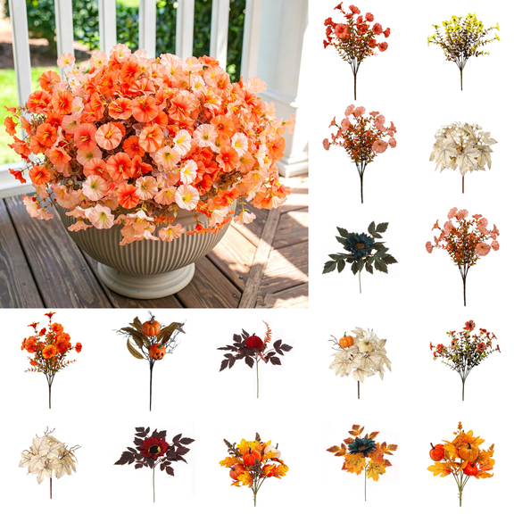 CuiLiyq Artificial Fake Fall Flowers, Orange Plants Silk Flowers for Vase Home Office Wedding Indoor Outdoor Centerpiece Table Party Autumn Christmas Decorations