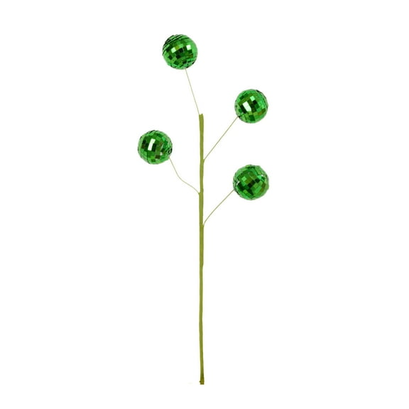 CuiLiyq Artificial Glitter Berry Stalks, Mirror Disco Balls Decorative Sticks, for Christmas Tree Ornaments DIY Crafts Wreath Xmas Holiday Decor (Green)