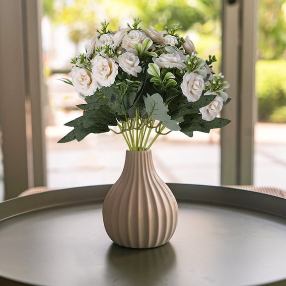 CuiLiyq Artificial Peony Flower Stems, Faux Silk Mini Ranunculus Bulk Fake Wedding Filler Flowers for DIY Cream Bouquets, Centerpieces, Bridal Shower Decorations and Arrangements (B)