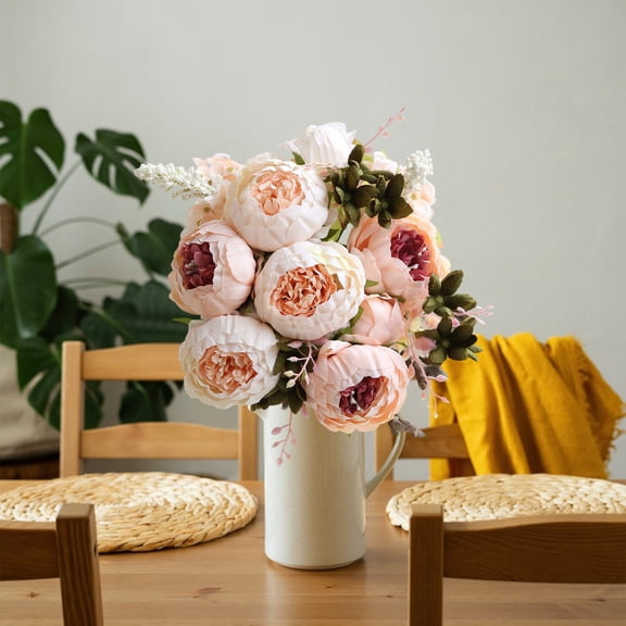 CuiLiyq Artificial Peony Flower Stems, Faux Silk Mini Ranunculus Bulk Fake Wedding Filler Flowers for DIY Cream Bouquets, Centerpieces, Bridal Shower Decorations and Arrangements (Light Pink)