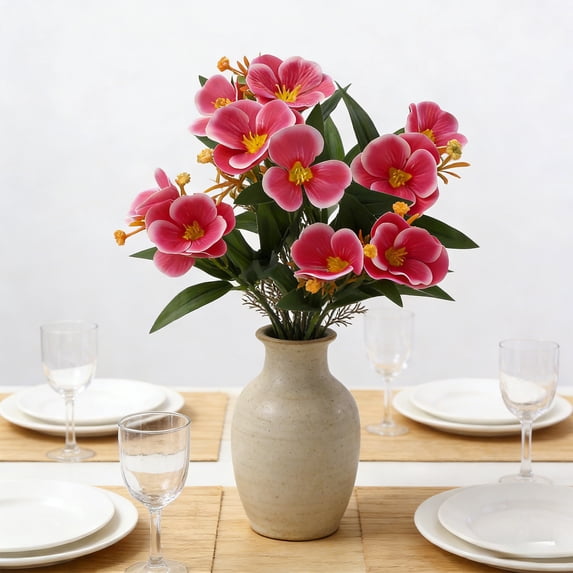CuiLiyq Artificial Silk Flowers, Hot Pink Faux Bouquet Florals Arrangements Decor for Farmhouse Home Boho Wedding Table Centerpiece, Fake Plastic Flower Bulk for Vase Decoration (Hot Pink)