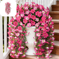 thumbnail image 1 of CuiLiyq Artificial Vines Silk Morning Glory Vines for Outdoor, 29.5" Hanging Plants Garland for Home Decor Wall Fence Stairway Wedding Hanging Baskets (Hot Pink), 1 of 6
