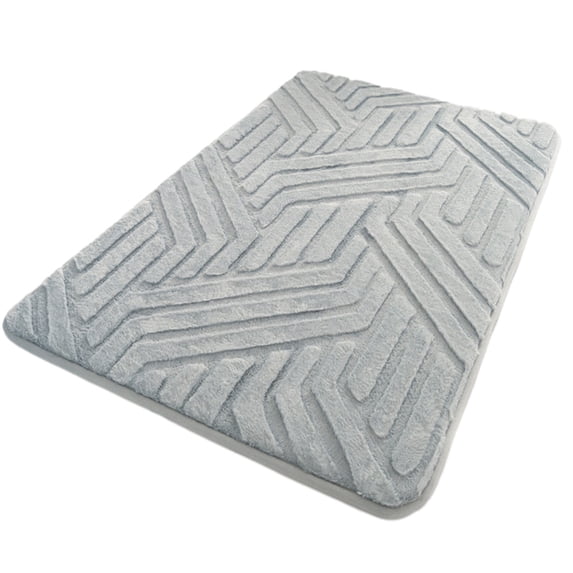 CuiLiyq Bathroom Rugs Mat, Square Memory Cotton Bathroom Mat, Non Slip Water Absorbent Washable Bath Rugs for Sink, Toilet and Bedroom Floor, 23.6" x 15.7", Gray