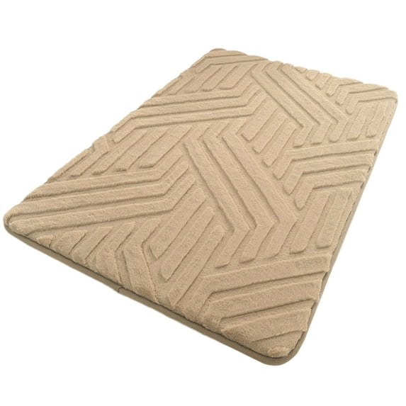 CuiLiyq Bathroom Rugs Mat, Square Memory Cotton Bathroom Mat, Non Slip Water Absorbent Washable Bath Rugs for Sink, Toilet and Bedroom Floor, 23.6" x 15.7", Khaki