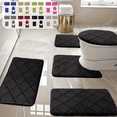 thumbnail image 1 of CuiLiyq Black Bathroom Rug Set 5 Piece, Soft Memory Foam Bath Mat Non Slip, Machine Wash Bath Rug Set Water Absorbent for Bathroom Toilet, 1 Toilet Cover, 1 U Shape Rug, 3 Bath Mats (Black), 1 of 7