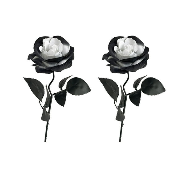 CuiLiyq Black Roses Artificial Flowers with Stems, Faux Silk Flowers Bridal Gothic Wedding Bouquet, Blossom Flora for Home, Office, Hotel Decorations