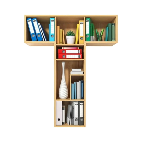 CuiLiyq Bookcase Hanging A to Z Letter Shaped Bookshelf Pendant, Christmas Tree Hanging Decorations, Acrylic Ornament Xmas Decor (Acrylic, Letter-T)