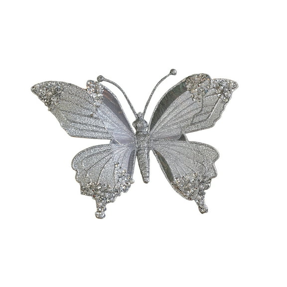 CuiLiyq Butterfly Christmas Ornaments, Small Cute Christmas Tree Decorations, for Indoor Outdoor Holiday Decor Christmas Party Home Decorations (Silver)